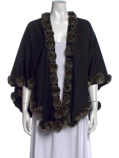 Pre-owned Fur Open Front Sweater In Black