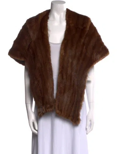 Pre-owned Fur Open Front Sweater In Brown