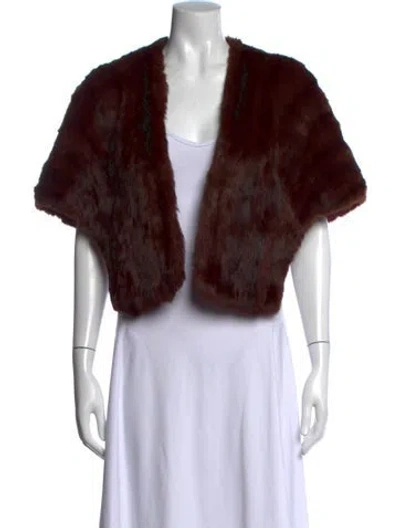 Pre-owned Fur Open Front Sweater In Brown