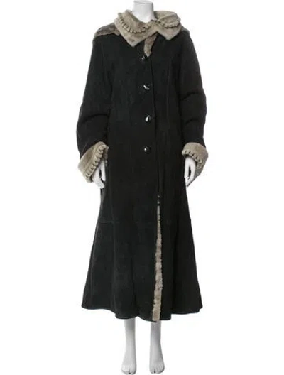 Pre-owned Fur Orion Leather Lambskin  Coat In Black