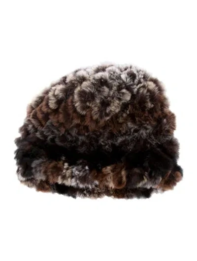 Pre-owned Fur Pattern Print  Beanie In Brown