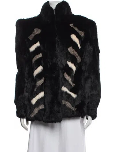 Pre-owned Fur Patterned  Coat In Black