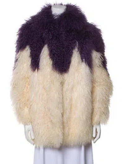 Pre-owned Fur Patterned  Coat In Neutral
