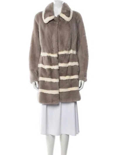 Pre-owned Fur Patterned  Coat In Neutrals