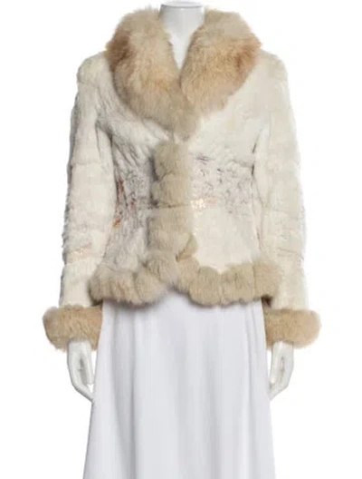 Pre-owned Fur Patterned  Jacket In Neutrals