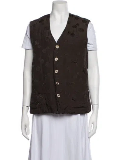 Pre-owned Fur Patterned Vest In Brown