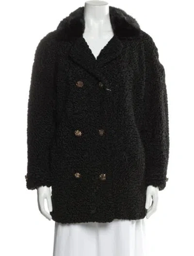 Pre-owned Fur Persian Lamb Coat In Black