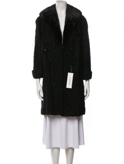 Pre-owned Fur Persian Lamb With Mink  Persian Lamb  Coat In Black