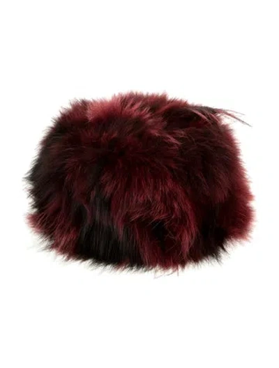 Pre-owned Fur Pillbox Hat In Burgundy