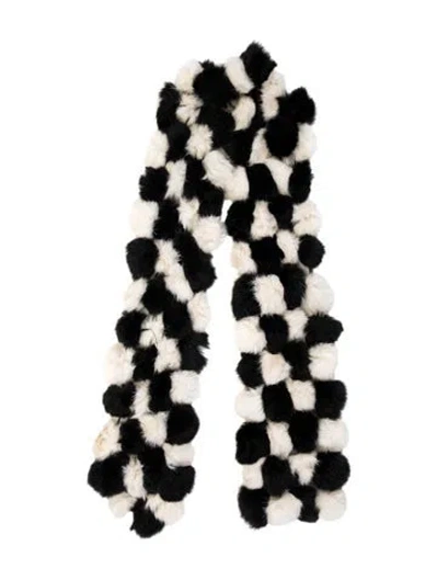 Pre-owned Fur Plaid Print Scarf In Black