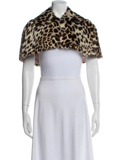 Pre-owned Fur Ponyhair Animal Print  Jacket In Brown