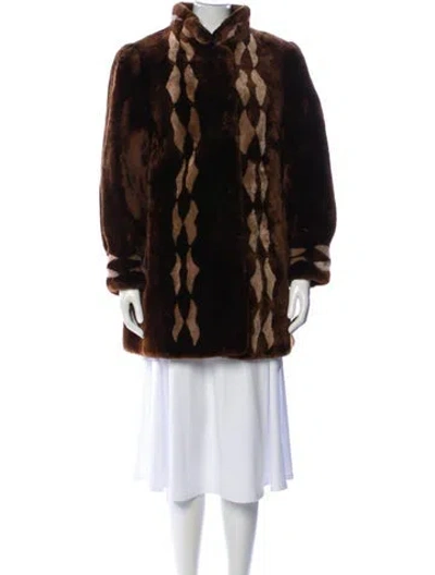 Pre-owned Fur Printed Faux  Coat In Brown