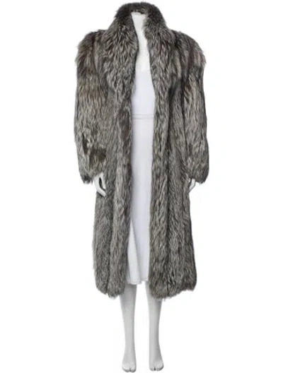Pre-owned Fur Printed Faux  Coat In Gray