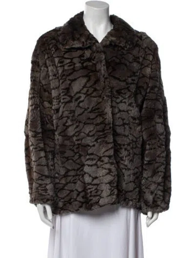 Pre-owned Fur Printed Faux  Jacket In Brown