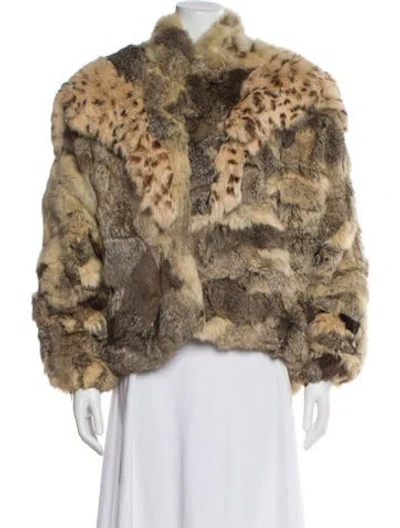 Pre-owned Fur Printed Faux  Jacket In Neutral