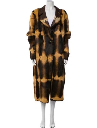 Pre-owned Fur Printed  Coat In Brown