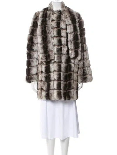 Pre-owned Fur Printed  Coat In Multi