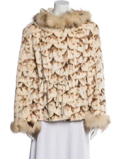 Pre-owned Fur Printed  Coat In Neutral