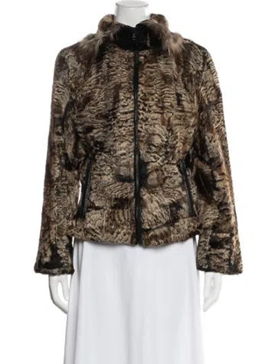 Pre-owned Fur Printed  Jacket In Brown