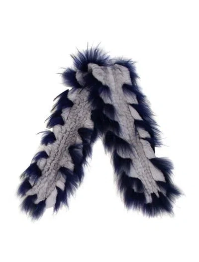 Pre-owned Fur Printed Scarf In Blue
