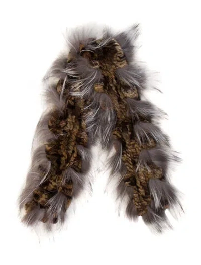 Pre-owned Fur Printed Scarf In Multi