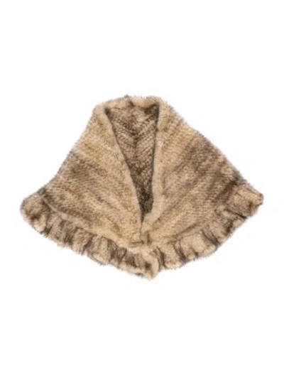 Pre-owned Fur Printed Shawl In Neutral