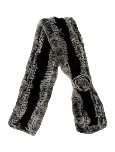 Pre-owned Fur Printed Stole In Black