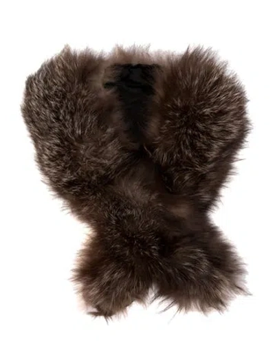 Pre-owned Fur Printed Stole In Brown