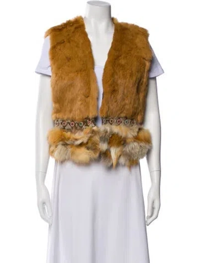 Pre-owned Fur Printed Vest In Brown