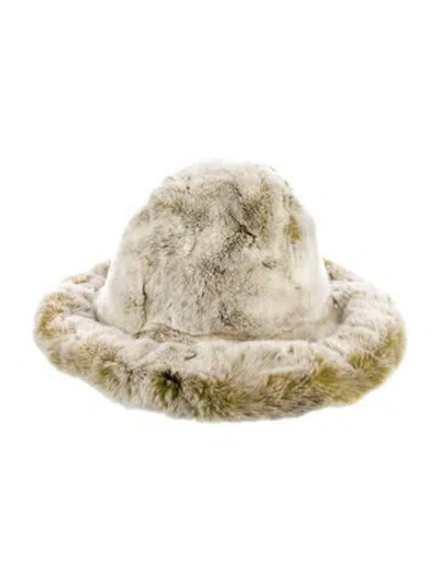 Pre-owned Fur Rabbit Bucket Hat In Green