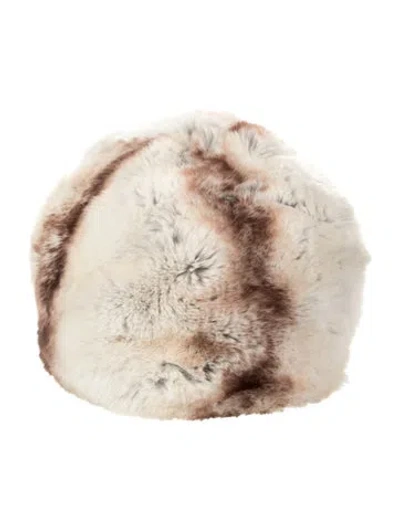 Pre-owned Fur Rabbit  Hat In Neutral