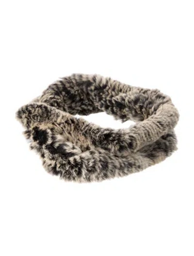 Pre-owned Fur Rabbit  Headband In Multi