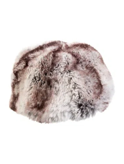 Pre-owned Fur Rabbit  Winter Hat In Neutral