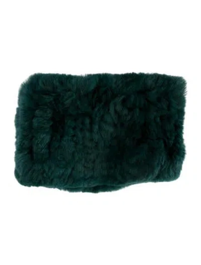Pre-owned Fur Rabbit Headband In Green