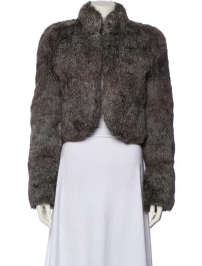 Pre-owned Fur Rabbit Printed Jacket In Gray