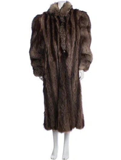 Pre-owned Fur Raccoon Coat In Brown