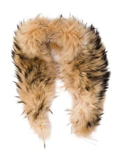 Pre-owned Fur Raccoon  Scarf In Neutral