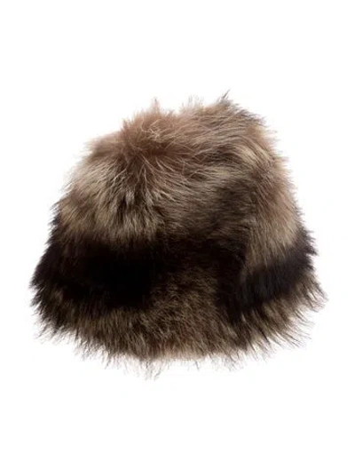 Pre-owned Fur Raccoon Hat In Brown