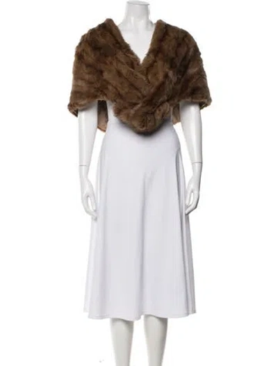 Pre-owned Fur Red Fox Shawl In Brown