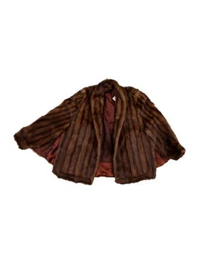 Pre-owned Fur Red Fox Striped Scarf In Brown