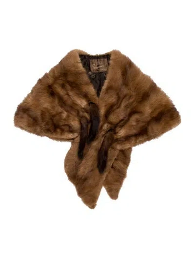 Pre-owned Fur Red Fox Vintage Shawl In Brown