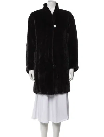 Pre-owned Fur Reversible Mink Faux  Coat In Black