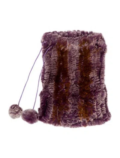 Pre-owned Fur Rex Rabbit Drawstring Neck Collar In Purple