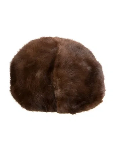 Pre-owned Fur Round Hat In Brown
