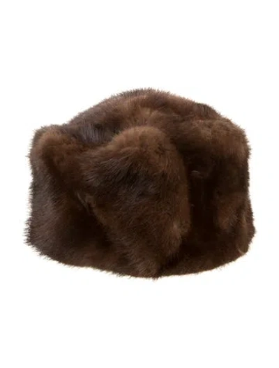 Pre-owned Fur Round Hat In Brown