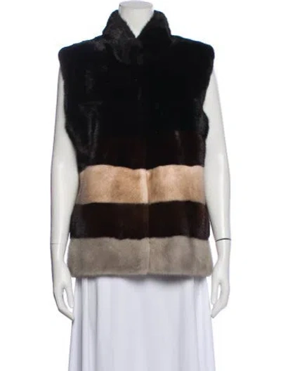 Pre-owned Fur Sable Colorblock Pattern Vest In Black