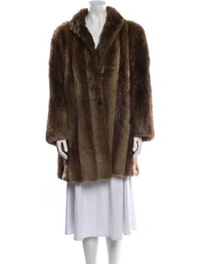 Pre-owned Fur Sable Faux  Coat In Neutral