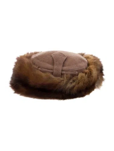 Pre-owned Fur Sable Trim Hat In Brown