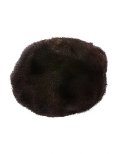 Pre-owned Fur Satin Lined  Hat In Brown