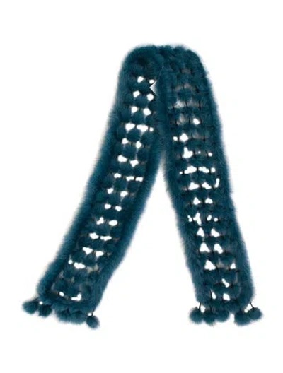 Pre-owned Fur Scarf In Blue